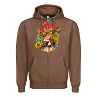 Chestnut Western Cow with Sunflowers and Gemstone Zipper Hoodie - texasbilliewilder