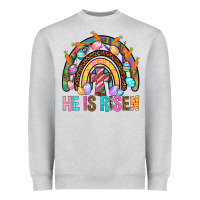Heather Grey He Is Risen Rainbow Heavyweight Sweatshirt - BundleAndBundleShop