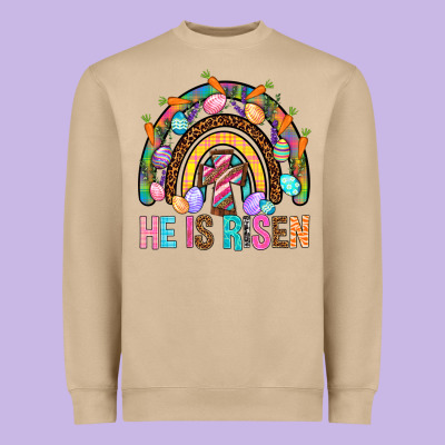 He Is Risen Rainbow Heavyweight Sweatshirt Designed By Bundleandbundleshop