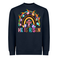 Navy He Is Risen Rainbow Heavyweight Sweatshirt - BundleAndBundleShop