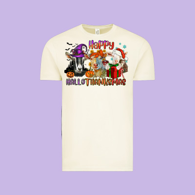 Happy Hallothanksmas Goats Vintage Tee Designed By Nancycooperartshop