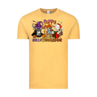 Vintage Mustard Happy Hallothanksmas goats Vintage Tee - NancyCooperArtShop