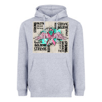 Heather Grey cancer ribbon with angel wings Heavyweight Hoodie - CowGirlArtShop