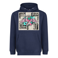 Navy cancer ribbon with angel wings Heavyweight Hoodie - CowGirlArtShop