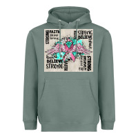 Sage cancer ribbon with angel wings Heavyweight Hoodie - CowGirlArtShop