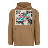 Toasted Coconut cancer ribbon with angel wings Heavyweight Hoodie - CowGirlArtShop