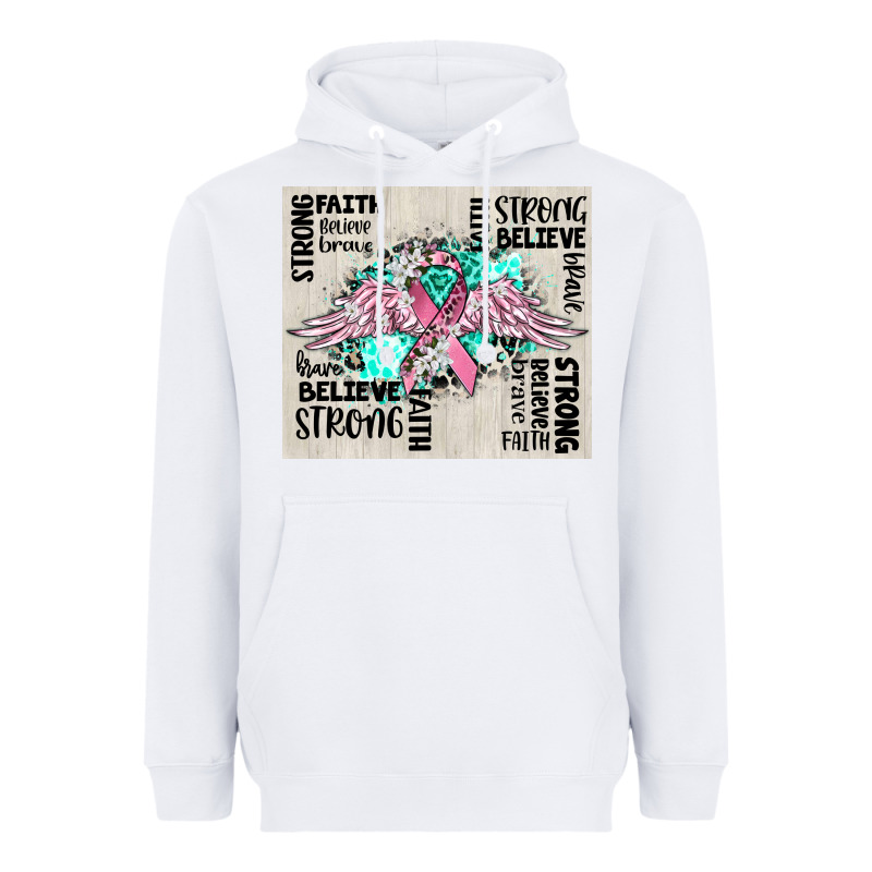 Cancer Ribbon With Angel Wings Heavyweight Hoodie by CowGirlArtShop | Teevron