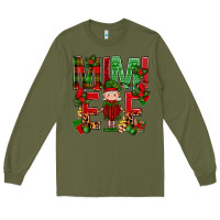 Army Green Mimi Elf with Knitting Christmas Long Sleeve Tee - BundleAndBundleShop