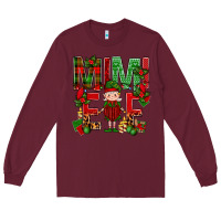 Burgundy Mimi Elf with Knitting Christmas Long Sleeve Tee - BundleAndBundleShop