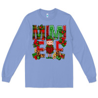 Colony Blue Mimi Elf with Knitting Christmas Long Sleeve Tee - BundleAndBundleShop