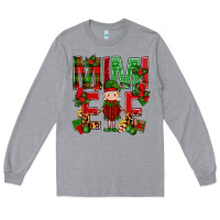 Heather Grey Mimi Elf with Knitting Christmas Long Sleeve Tee - BundleAndBundleShop