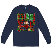 Navy Mimi Elf with Knitting Christmas Long Sleeve Tee - BundleAndBundleShop