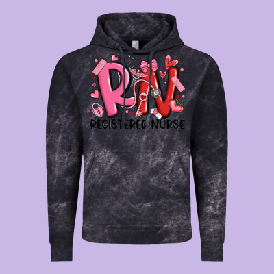 Rn Registered Nurse Valentines Day Vintage Hoodie Designed By Maliassmallbusiness