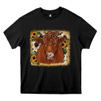 Black red angus cowhide sunflower Heavy Core Tee - JahusDesignShop
