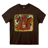 Chocolate Brown red angus cowhide sunflower Heavy Core Tee - JahusDesignShop