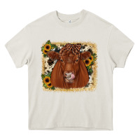 Cream red angus cowhide sunflower Heavy Core Tee - JahusDesignShop