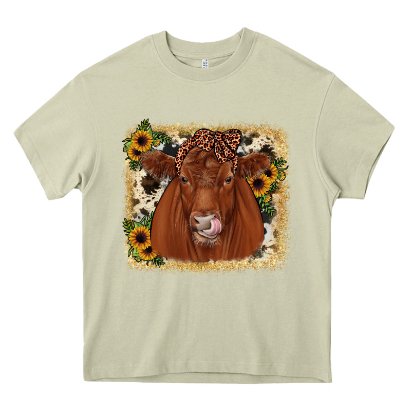Red Angus Cowhide Sunflower Heavy Core Tee by JahusDesignShop | Teevron