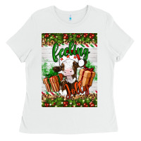 White Christmas feeling jolly cow Ladies Tee - Artiststas
