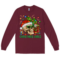 Burgundy Christmas Vibes Long Sleeve Tee - BundleAndBundleShop