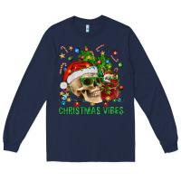 Navy Christmas Vibes Long Sleeve Tee - BundleAndBundleShop