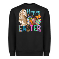 Black Happy Easter Bunny Heavyweight Sweatshirt - BundleAndBundleShop