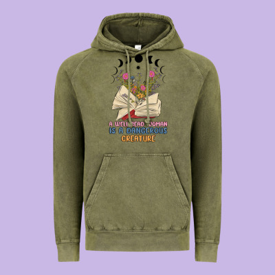 A Well Read Woman Is A Dangerous Creature Vintage Hoodie Designed By Maliassmallbusiness