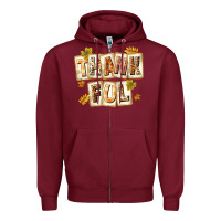 Burgundy Thankful with Plate Zipper Hoodie - texasbilliewilder