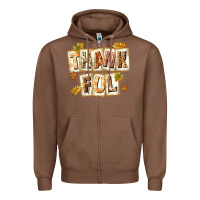 Chestnut Thankful with Plate Zipper Hoodie - texasbilliewilder