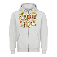 Dove Grey Thankful with Plate Zipper Hoodie - texasbilliewilder