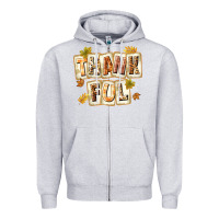 Heather Grey Thankful with Plate Zipper Hoodie - texasbilliewilder