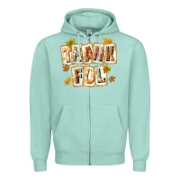 Seafoam Thankful with Plate Zipper Hoodie - texasbilliewilder