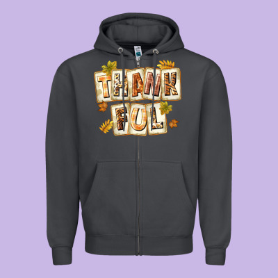 Thankful With Plate Zipper Hoodie Designed By Texasbilliewilder