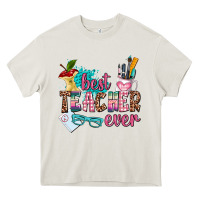 Cream best teacher ever Heavy Core Tee - AdoDesignShop