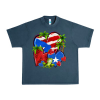 Midnight Navy puerto rico hearts Urban Heavy Tee - NancyCooperArtShop