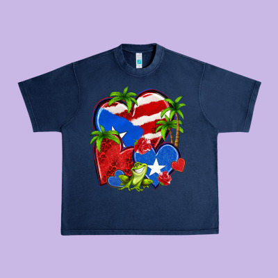 Puerto Rico Hearts Urban Heavy Tee Designed By Nancycooperartshop