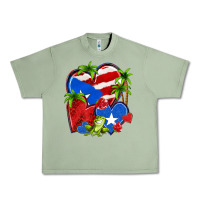 Oil Green puerto rico hearts Urban Heavy Tee - NancyCooperArtShop