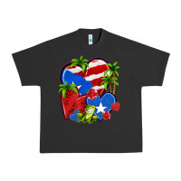 Pigment Black puerto rico hearts Urban Heavy Tee - NancyCooperArtShop