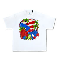White puerto rico hearts Urban Heavy Tee - NancyCooperArtShop