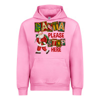 Fuchsia Pink Santa Please Stop Here Urban Hoodie - FaDigitalArtStudio