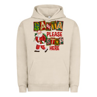 Pigment French Oak Santa Please Stop Here Urban Hoodie - FaDigitalArtStudio