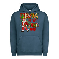Pigment Midnight Navy Santa Please Stop Here Urban Hoodie - FaDigitalArtStudio