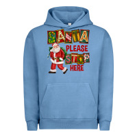Pigment Pebble Blue Santa Please Stop Here Urban Hoodie - FaDigitalArtStudio
