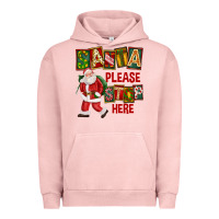 Pigment Salmon Santa Please Stop Here Urban Hoodie - FaDigitalArtStudio