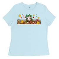 Baby Blue Christmas feeling jolly cow Ladies Tee - Artiststas
