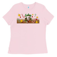 Bubblegum Pink Christmas feeling jolly cow Ladies Tee - Artiststas