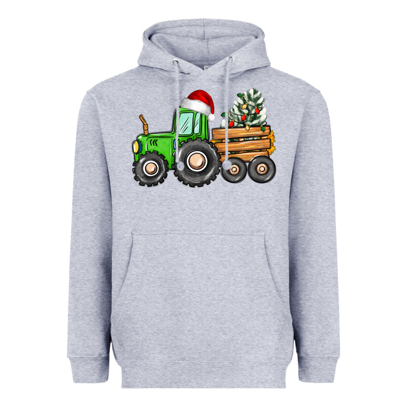 Christmas Tractor Heavyweight Hoodie by CowGirlArtShop | Teevron