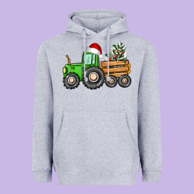 Christmas Tractor Heavyweight Hoodie Designed By Cowgirlartshop