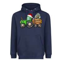 Navy christmas tractor Heavyweight Hoodie - CowGirlArtShop