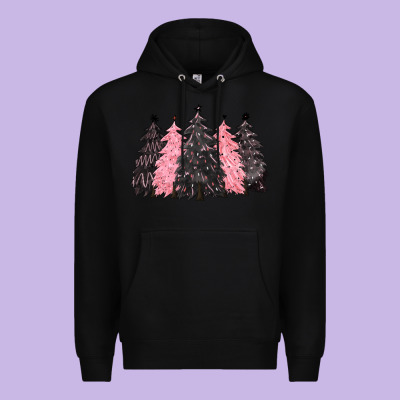 Pink Christmas Trees Premium Hoodie Designed By Cowgirlartshop