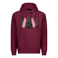 Burgundy pink christmas trees Premium Hoodie - CowGirlArtShop
